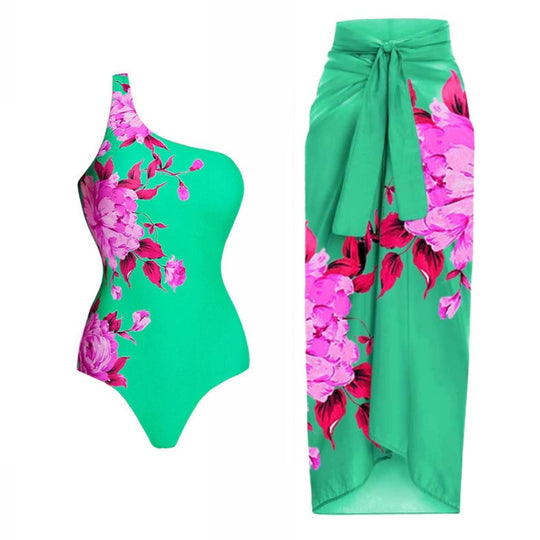 Damen Zweiteiler Badeanzug mit floralem Design EB