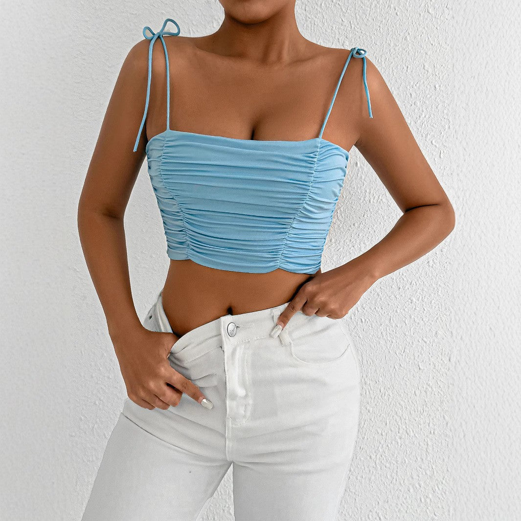 Damen Crop-Top mit Raffungen und verstellbaren Trägern EB