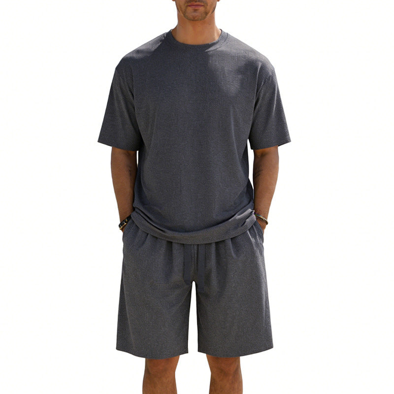 Herren nan Kurzarmshirt- und Bermudakombination aus geripptem Jersey mit elastischem Tunnelzugbund EB