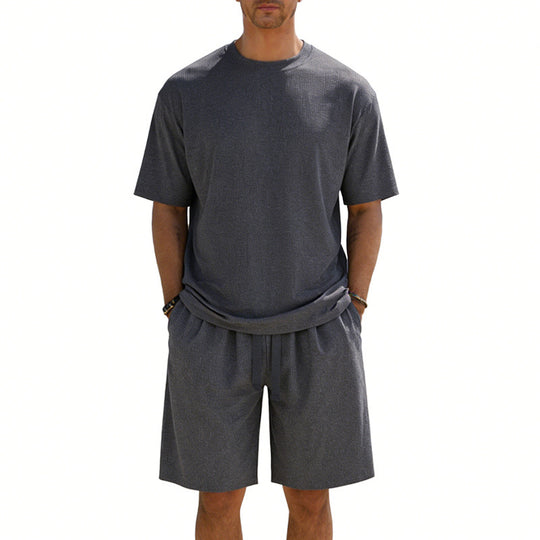 Herren nan Kurzarmshirt- und Bermudakombination aus geripptem Jersey mit elastischem Tunnelzugbund EB