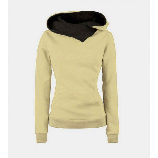 Damen Taillierter Kapuzenpullover mit überlappendem Schalkragen und Kängurutasche EB