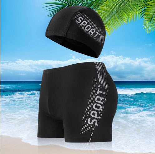 Herren Sportliche Schwimmshorts mit passender Badekappe EB
