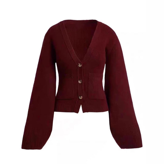 Damen Strickjacke mit weitem Schnitt und dekorativen Knöpfen EB