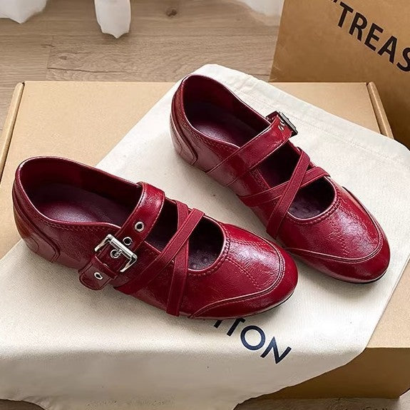 Damen elegante Schnür-Ballerinas mit modischem Riemchen-Design EB
