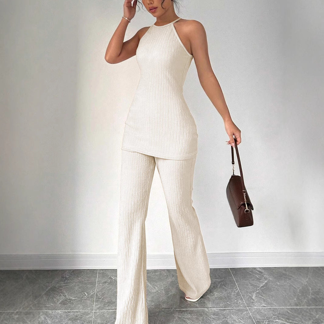 Damen Strick-Set mit weiter Hose und minimalistischen Design EB