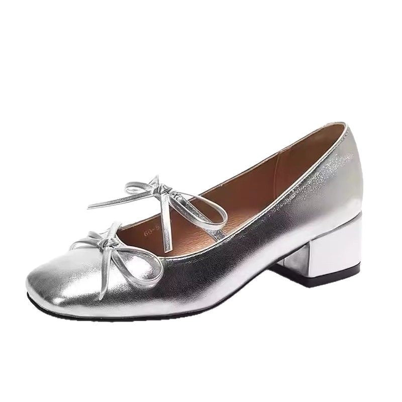 Damen elegante Ballerinas mit Schleifenverzierung EB