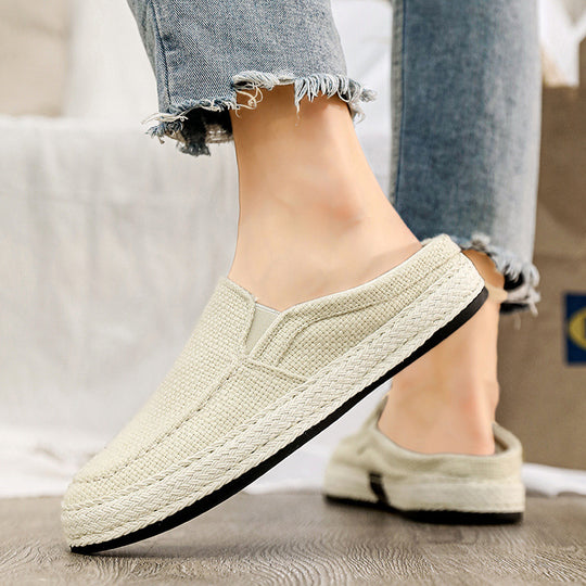Damen Komfortable Slip-On Freizeitschuhe mit geflochtenem Design EB