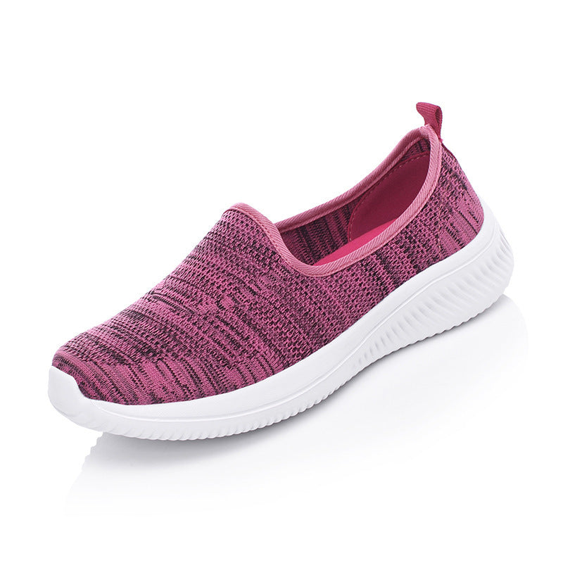 Damen Bequeme Slip-On Laufschuhe mit flexiblem Strick-Obermaterial EB