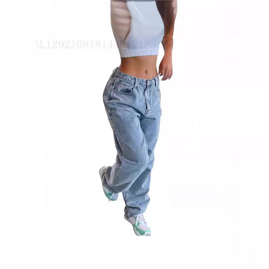 Damen nan relaxed-fit Baggy-Jeans mit hoher Taille und tiefem Schritt EB