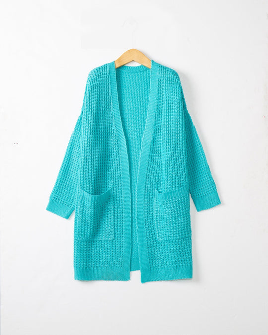 Damen lässiger Strickcardigan mit Taschen und offenem Schnitt EB