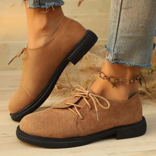 Damen bequeme Schnürschuhe mit trendy Wildleder-Optik EB