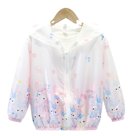 Damen nan leichte transparente Regenjacke für Mädchen mit Kapuze und verspieltem Cartoon-Print R&B
