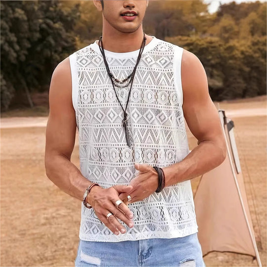 Herren Ärmelloses Netzshirt mit strukturiertem Design EB