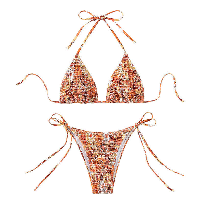 Damen Triangel-Bikini mit verspieltem Blumenmuster EB