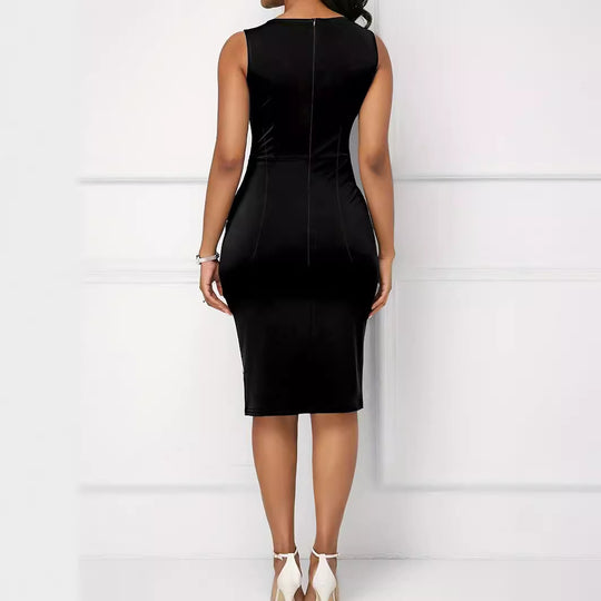 Damen figurbetontes Kleid mit Blockstreifen und eleganter Schnittführung EB