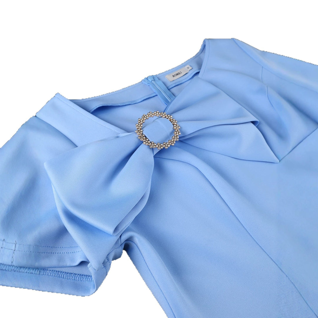 Damen figurbetontes Kleid mit großem Schleifenakzent EB