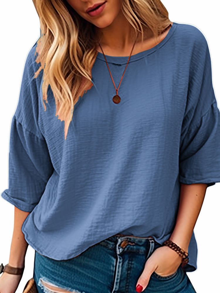 Damen Oversized Langarmshirt aus weich strukturiertem Material EB