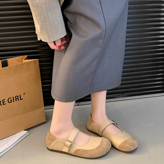 Damen schicke Ballerinas mit verstellbarem Riemen und elegantem Wildlederbesatz EB