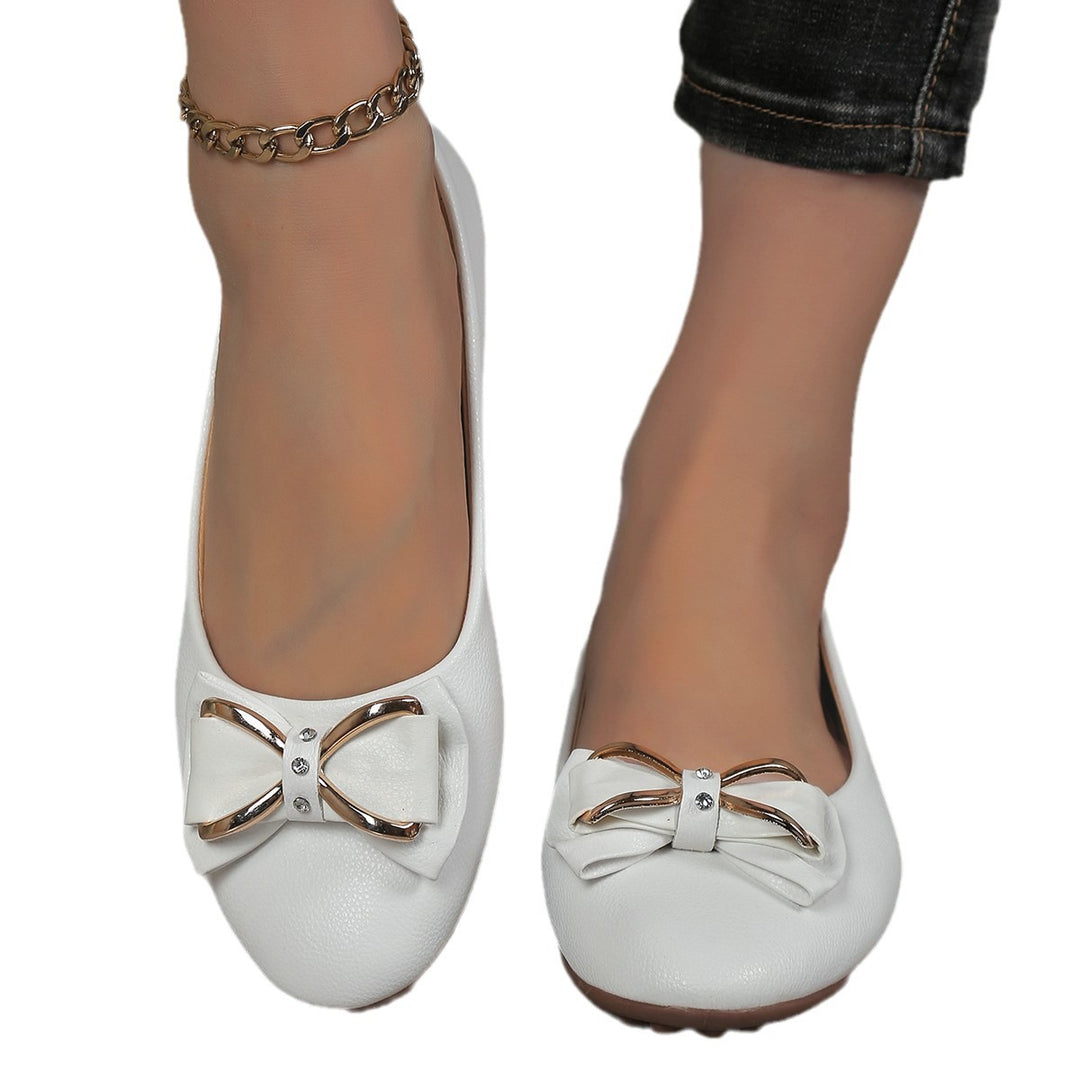 Damen Ballerinas mit funkelnder Schleifenapplikation und rutschfester Sohle EB