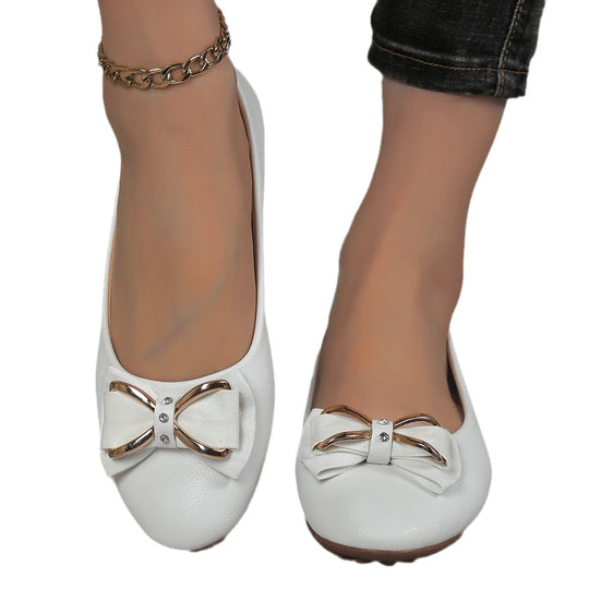 Damen Ballerinas mit funkelnder Schleifenapplikation und rutschfester Sohle EB