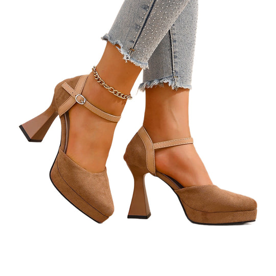 Damen Elegante Plateau-Pumps mit Riemchen EB