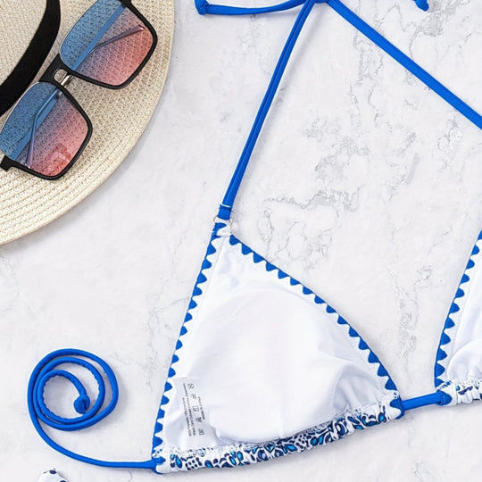 Damen Triangel-Bikini mit verspieltem Knoten-Design EB