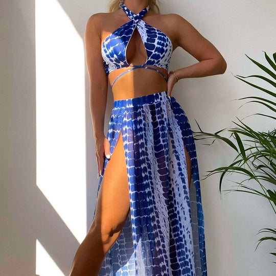 Damen Bikinistyle mit transparentem Maxirock EB