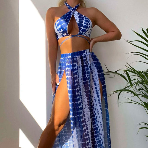 Damen Bikinistyle mit transparentem Maxirock EB