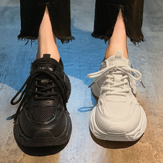 Damen Sportliche Trend Sneaker mit dicker Sohle und atmungsaktivem Obermaterial EB
