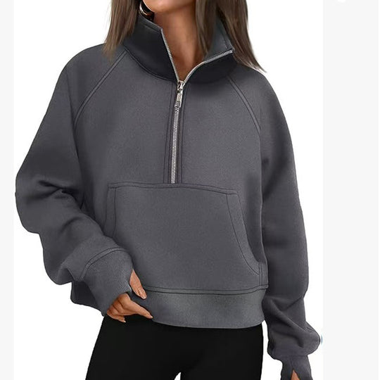 Damen Sportlicher Hoodie mit hohem Kragen EB