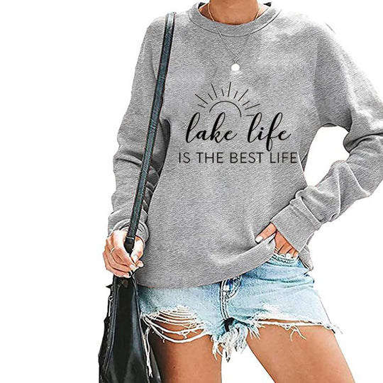 Damen Sweatshirt mit kreativem Druck und lässiger Passform EB