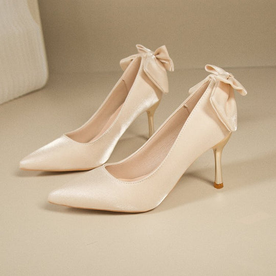 Damen elegante Spitzen-Pumps mit modischem Schleifenakzent EB