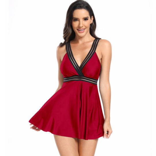 Damen Modischer Schwimmdress mit femininem Schnitt und reflektierendem Design EB