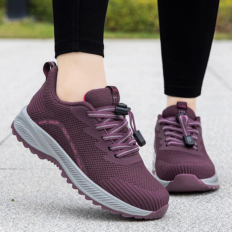 Damen komfortable Laufsneaker mit elastischem Schnellverschluss und atmungsaktiver Mesh-Oberfläche EB