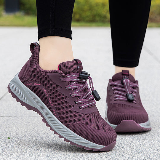 Damen komfortable Laufsneaker mit elastischem Schnellverschluss und atmungsaktiver Mesh-Oberfläche EB