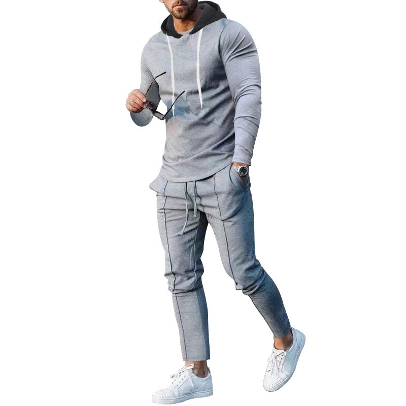 Herren modisches Hoodie mit sportlicher Passform und kontrastierenden Details EB
