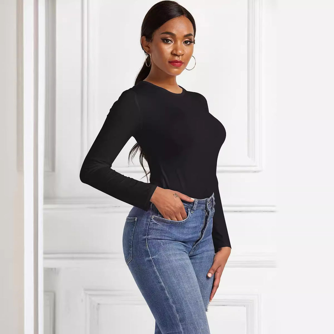 Damen Eleganter Langarmbody mit hohem Beinausschnitt EB