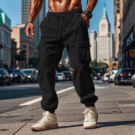 Herren Cargo-Jogginghose mit verstellbarem Kordelzug und mehreren Seitentaschen EB
