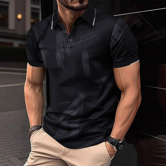 Herren modisches Poloshirt mit grafischen Akzenten und atmungsaktiven Eigenschaften EB