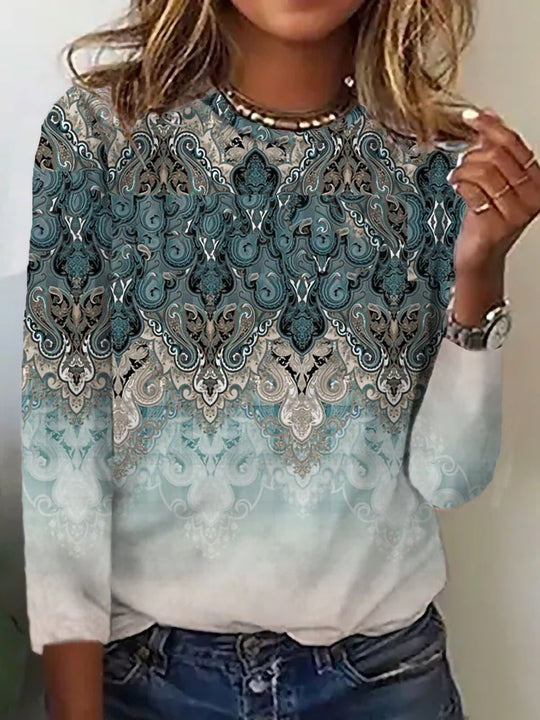 Damen Langärmeliges Oversize-Sweatshirt mit abstraktem Aquarell-Mosaikprint EB