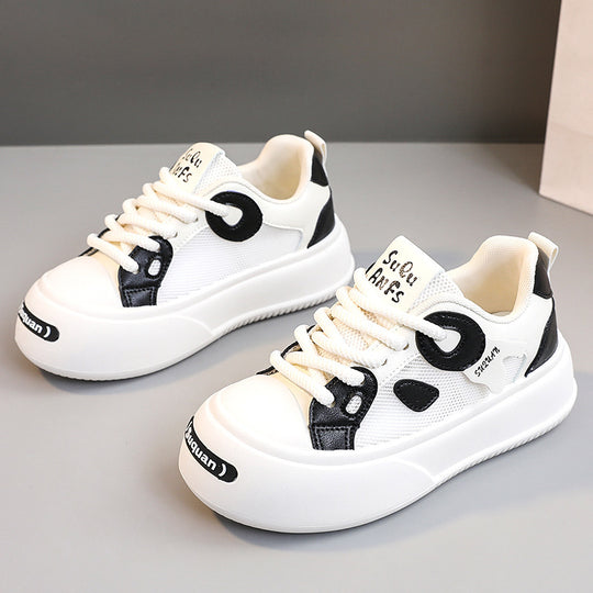 Damen Sportliche Plateau Sneakers mit atmungsaktivem Mesh-Obermaterial und dämpfender Sohle EB