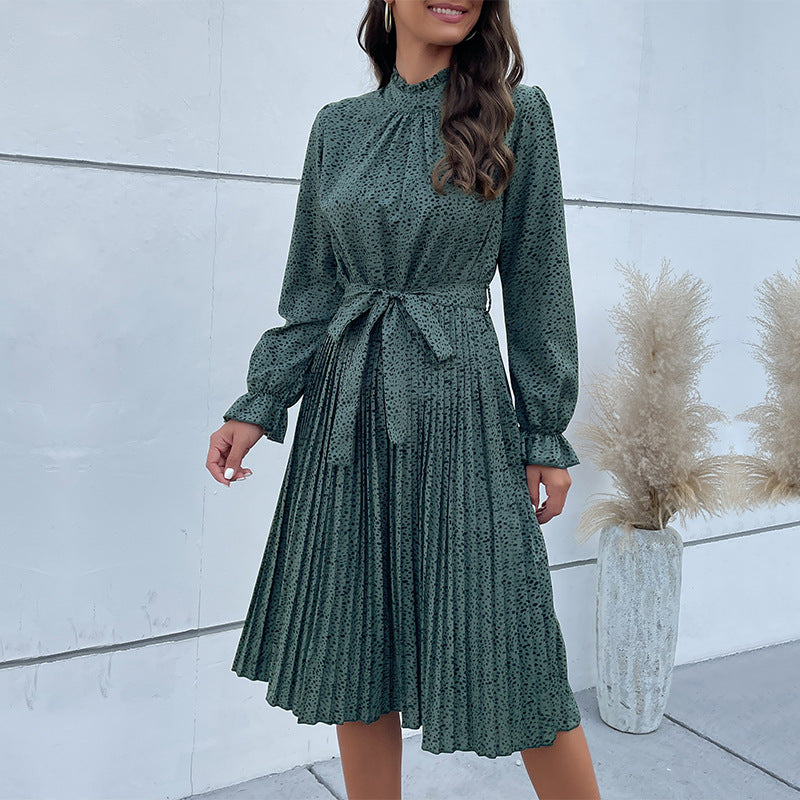 Damen Midi-Kleid mit schlanker Silhouette und verspieltem Bindegürtel EB