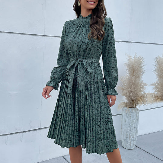 Damen Midi-Kleid mit schlanker Silhouette und verspieltem Bindegürtel EB