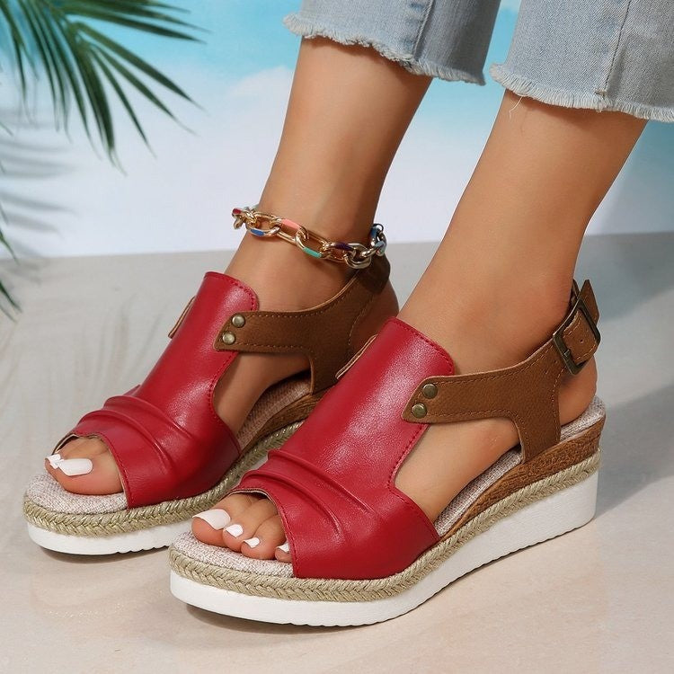 Damen Komfortable Plateau-Sandalen mit Riemen EB