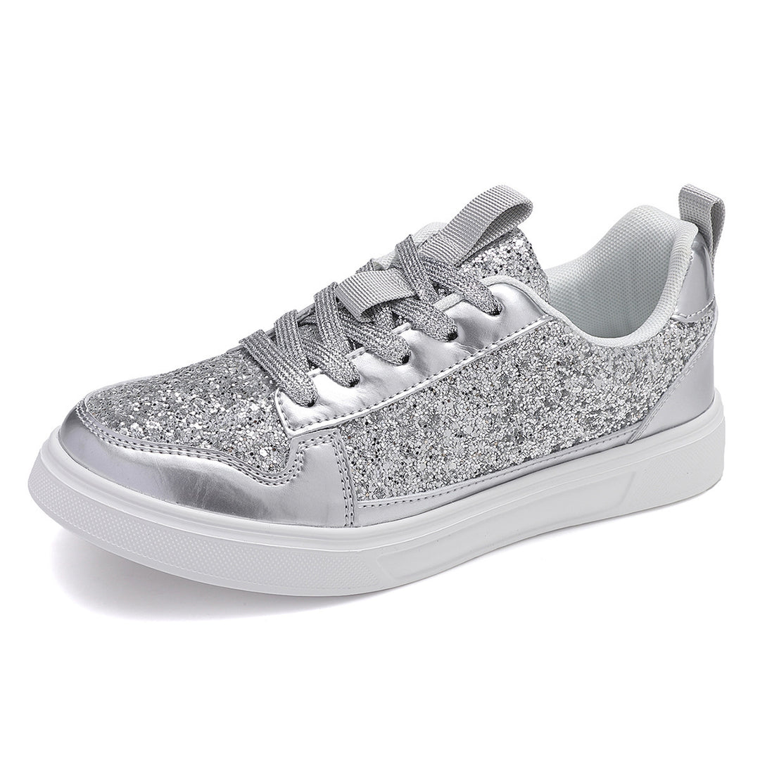 Damen Glitzernde Sport Sneakers mit glattem Obermaterial und rutschfester Sohle EB