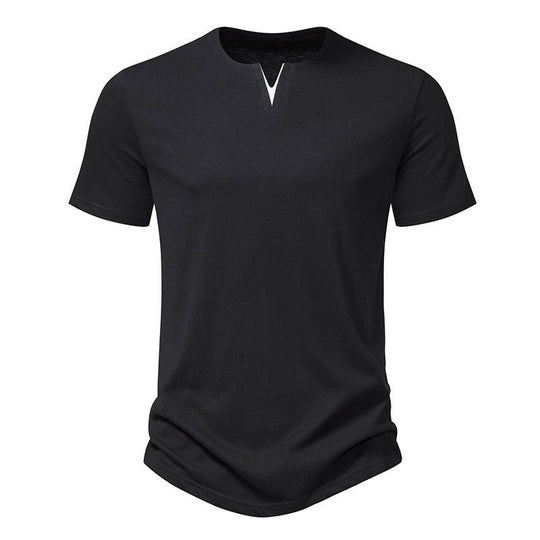 Herren Kurzarm-Henley-T-Shirt mit kreativem V-Ausschnitt und angenehmem Tragegefühl EB