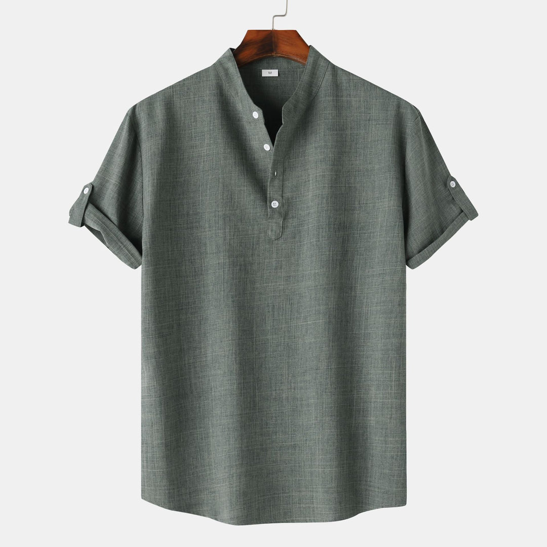 Herren Kurzarmhemd mit innovativem Henley-Ausschnitt und lässigem Design EB