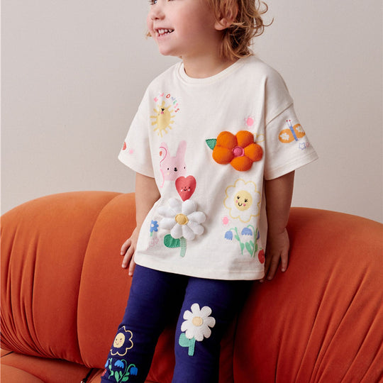 Mädchen Leggings mit verspielter Blumenapplikation EB