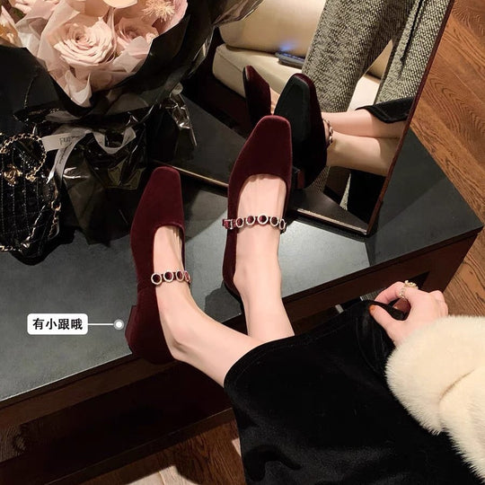 Damen elegante Ballerinas mit modischer Schnallenverzierung EB