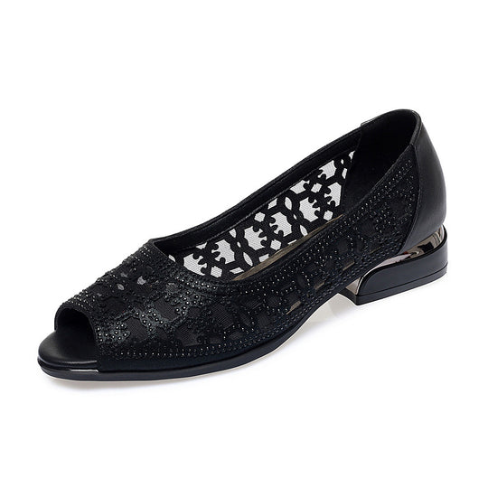 Damen Peeptoe Pumps mit elegantem Spitzenverzierung und komfortablem Blockabsatz EB